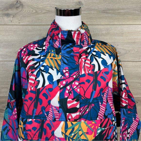 SOLD! Lauren James Hooded Rain Jacket Pullover Windbreaker Multicolored Floral - Picture 5 of 12